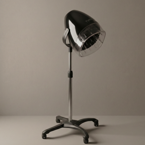 Professional Joiken Typhoon and Acrobat wall-mounted hair dryers installed in a modern hair salon, featuring Italian-made hood dryer technology.