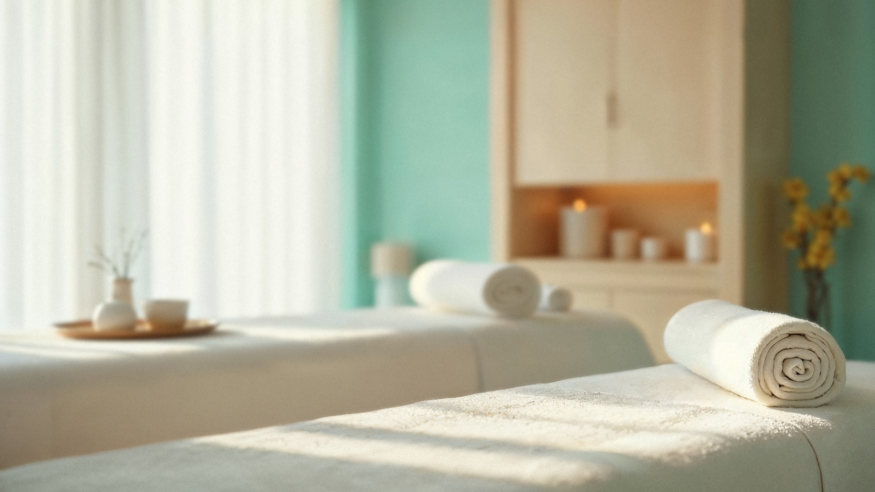 A modern Australian beauty clinic interior featuring a premium electric beauty treatment bed in a clean treatment room, styled with neutral tones, soft lighting, and professional salon equipment for a polished commercial look