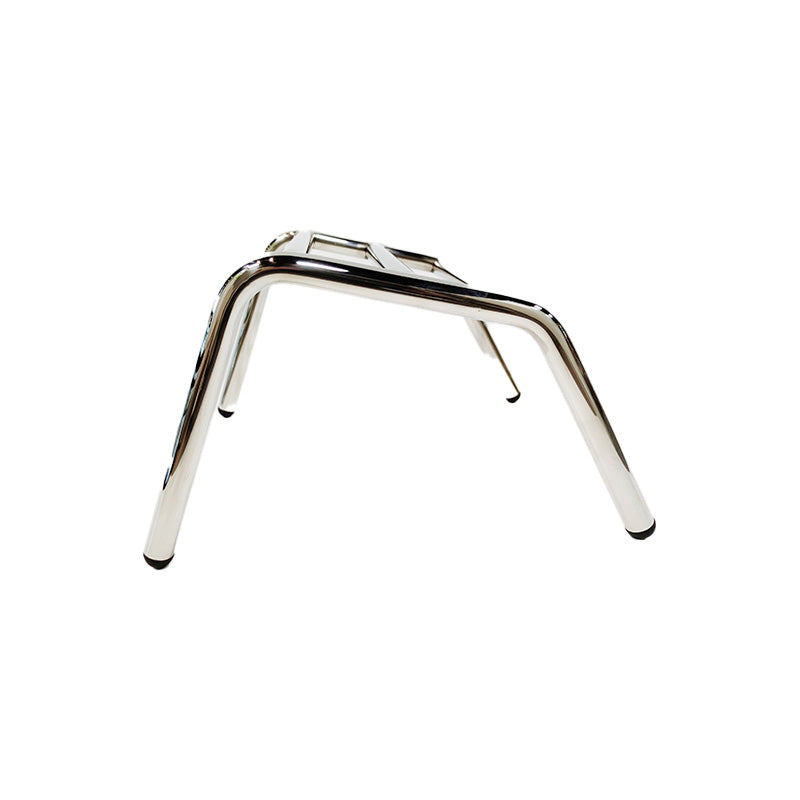 Stainless steel 3 bar floor mounted salon footrest side view