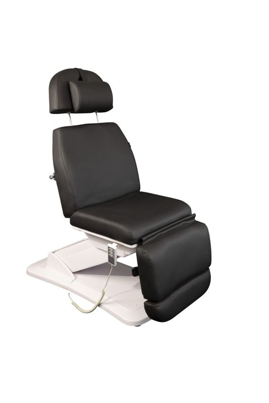 KarmaDunedinElectricBeautyBedBlackFrontAngle90degreeHeadrestUpNoArmrest