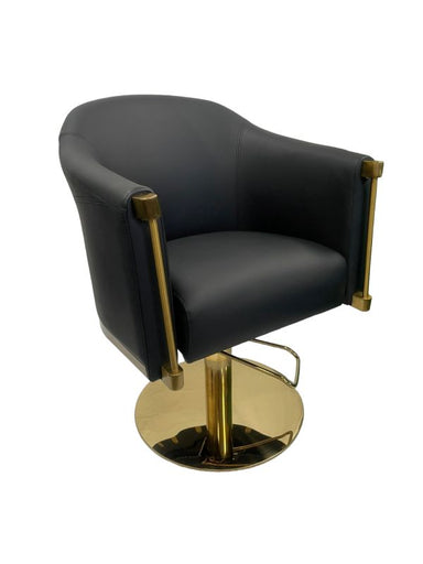 KarmaEdenSalonChairFrontAngleViewBlackGold