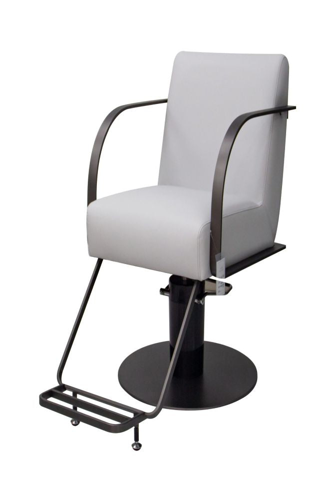 KarmaGosfordSalonChairFrontAngleViewFootrestOutGrey