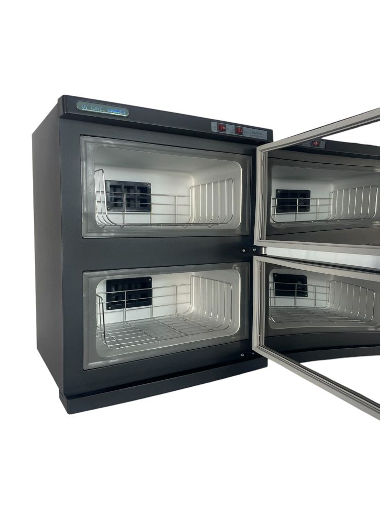 KarmaHotTowelCabinet32LBlackOpenView