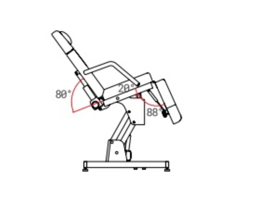 KarmaInvercargillElectricBeautyBedWhiteAngleDimensionsSideTiltView