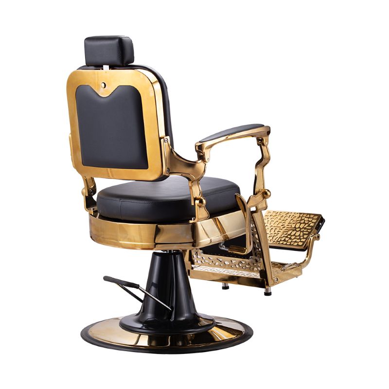 KarmaNoosaBarberChairBlackGoldBackAngleView