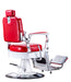 KarmaNoosaBarberChairRedWhiteChromeBackAngleView
