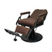 KarmaPaddingtonBarberChairLeftFrontAngleViewBackrestDownBrown