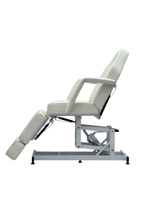 KarmaTaupoHydraulicBeautyBedSideViewFootrestDownWhite