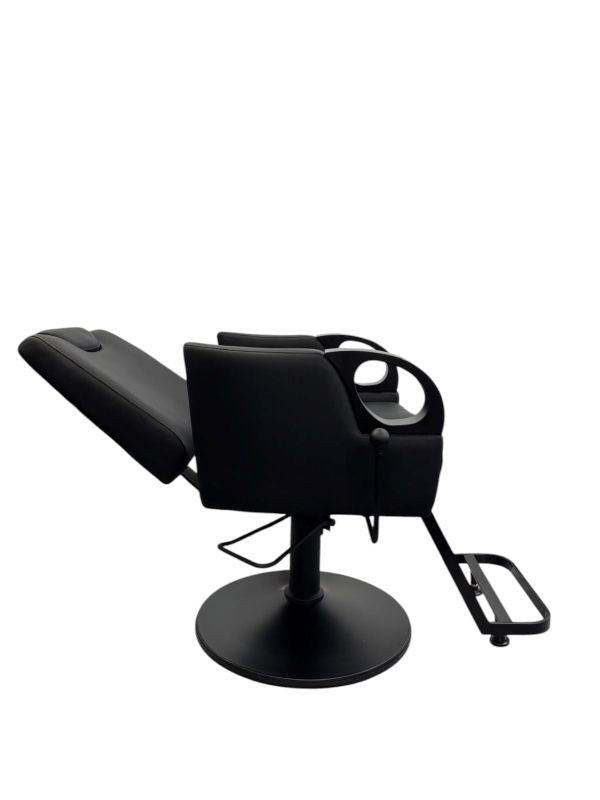 KarmaTumutRecliningSalonChairBlackSideViewBackReclined