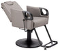 Karma_Tumut_Reclining_Salon_Chair_Fawn_Front_Angle_View_Backrest_Reclined