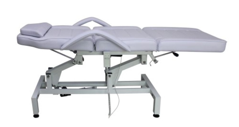 MelissallSemi-ElectricBeautyBedBE08WhiteSideViewReclined