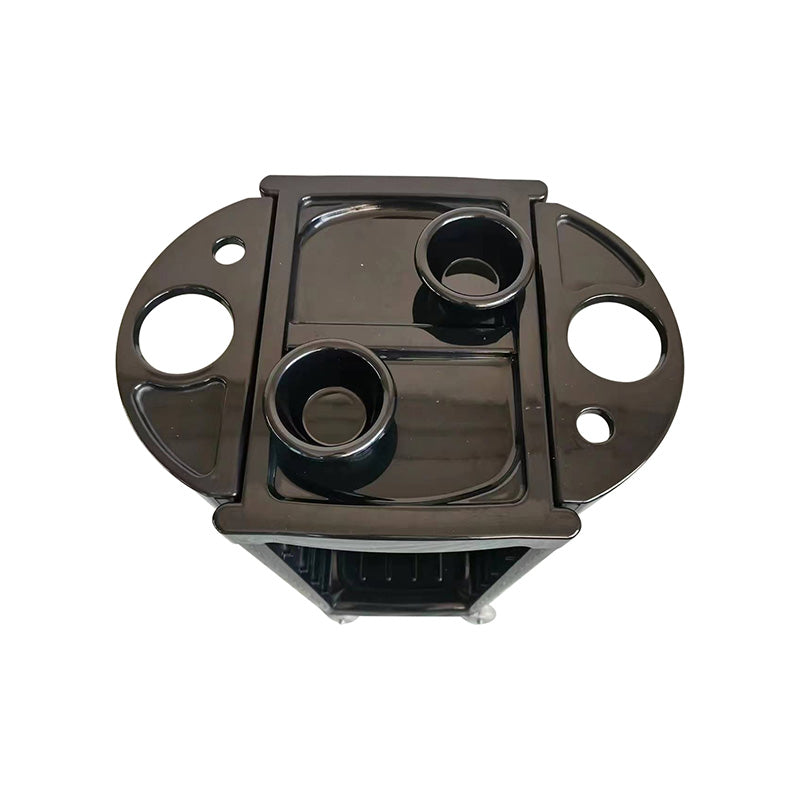 Top view of Anton open salon trolley with tool compartments