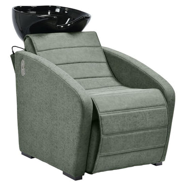 Apollo shiatsu reclining salon shampoo basin unit in agave upholstery