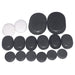 Overhead view of 16 piece facial massage stone kit showing various sizes of basalt and white marble stones