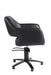 Black salon styling chair side view with lockable swivel base