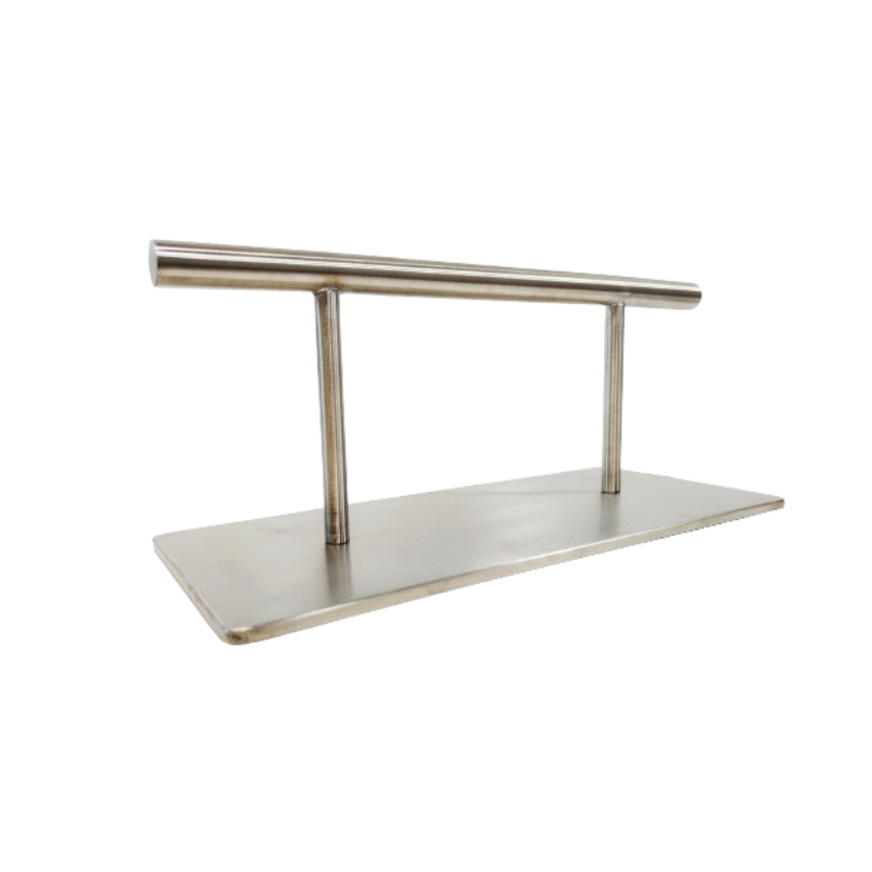 angled stainless steel professional footrest for salon and barber chairs