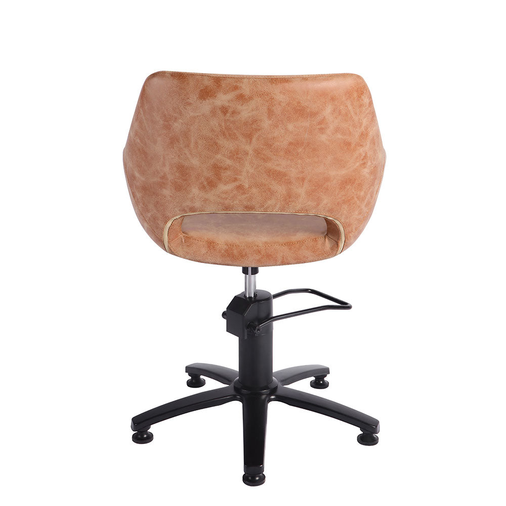 Desert colour salon styling chair showing rear view and sturdy base
