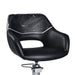 Front view of Bridget styling chair with professional protective cover installed
