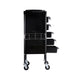 Side profile of professional hairdressing trolley with castor wheels