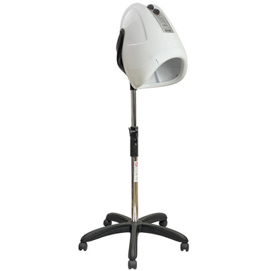 Full view of the Joiken Ceriotti MEC white pedestal hooded hair dryer on stand