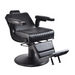 Reclining black barber chair with adjustable footrest for client comfort
