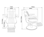 Barber chair dimensions diagram showing measurements and layout