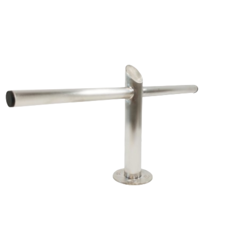 chrome cross footrest floor mounted for salon styling stations