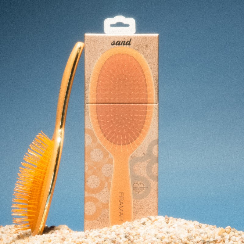 Framar Baecation sand gold detangling brush ideal for professional use in Australia