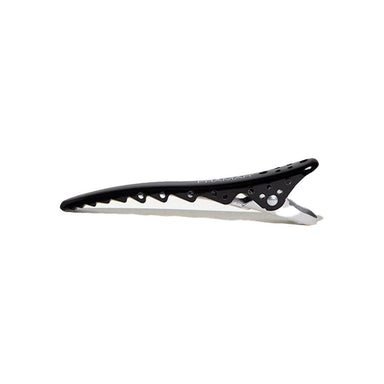 Close up of a black Framar Big Bite Clip showing the serrated edge for extra grip