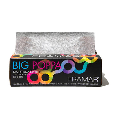 Framar Big Poppa 250 count extra wide silver pop up hair coloring foil for professional salon use