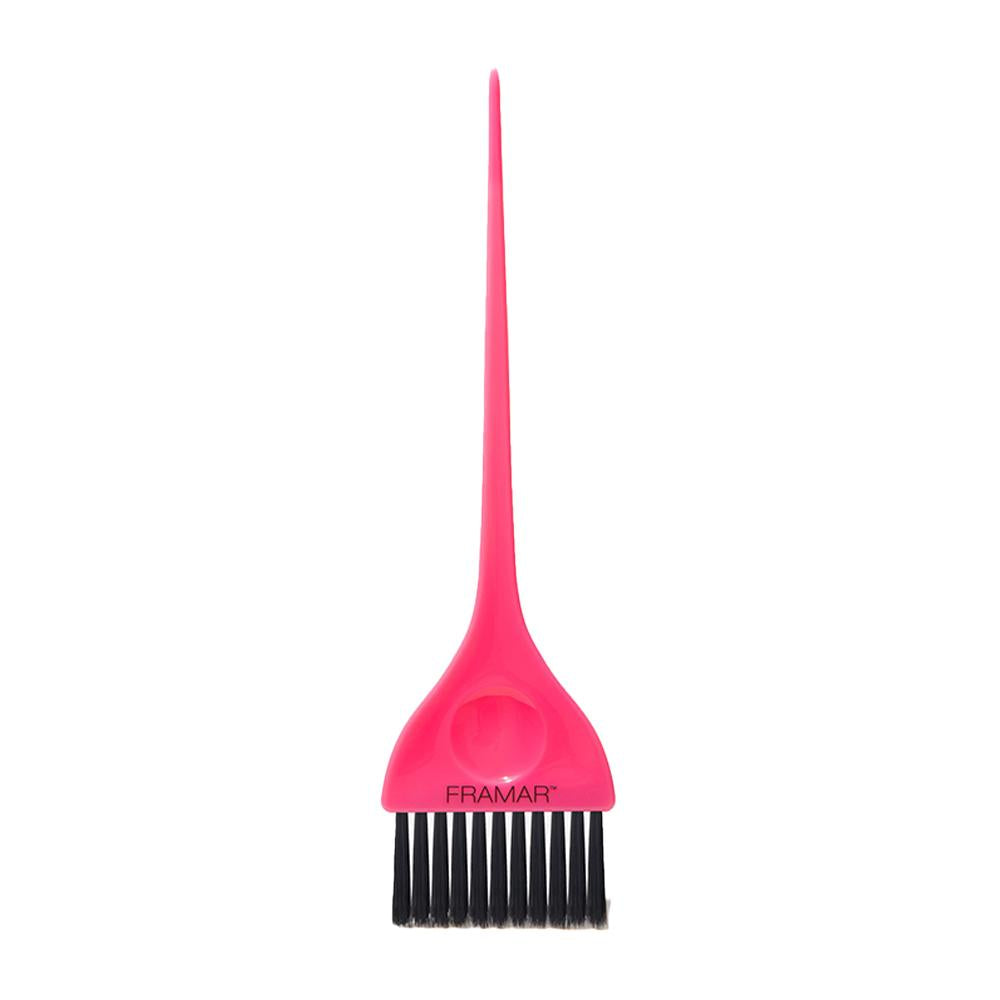 Pink Framar Classic Colour Brush featuring black AccuSoft bristles for professional hair tinting