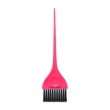 Pink Framar Classic Colour Brush featuring black AccuSoft bristles for professional hair tinting
