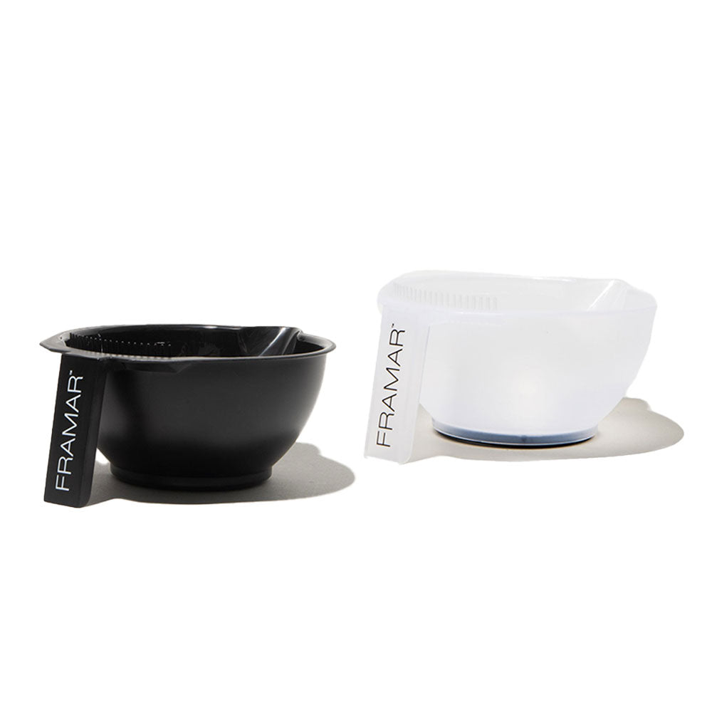 Framar professional colour bowl set with black and clear mixing bowls for hair colouring