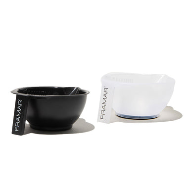 Framar professional colour bowl set with black and clear mixing bowls for hair colouring