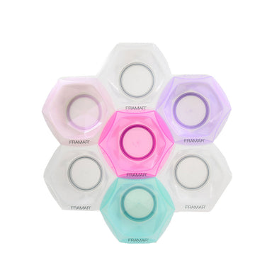 Framar Connect and Colour bowls snapped together in a honeycomb shape for professional hair colour mixing