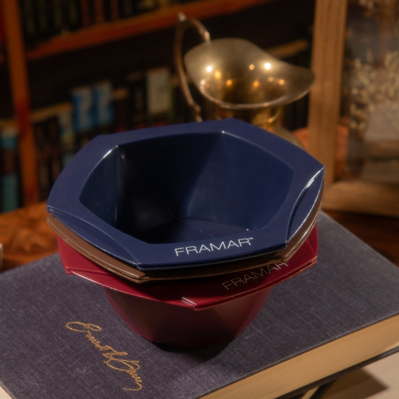 Close up of the Midnight blue Framar Connect and Color bowl showing the rubberized base and interior finish