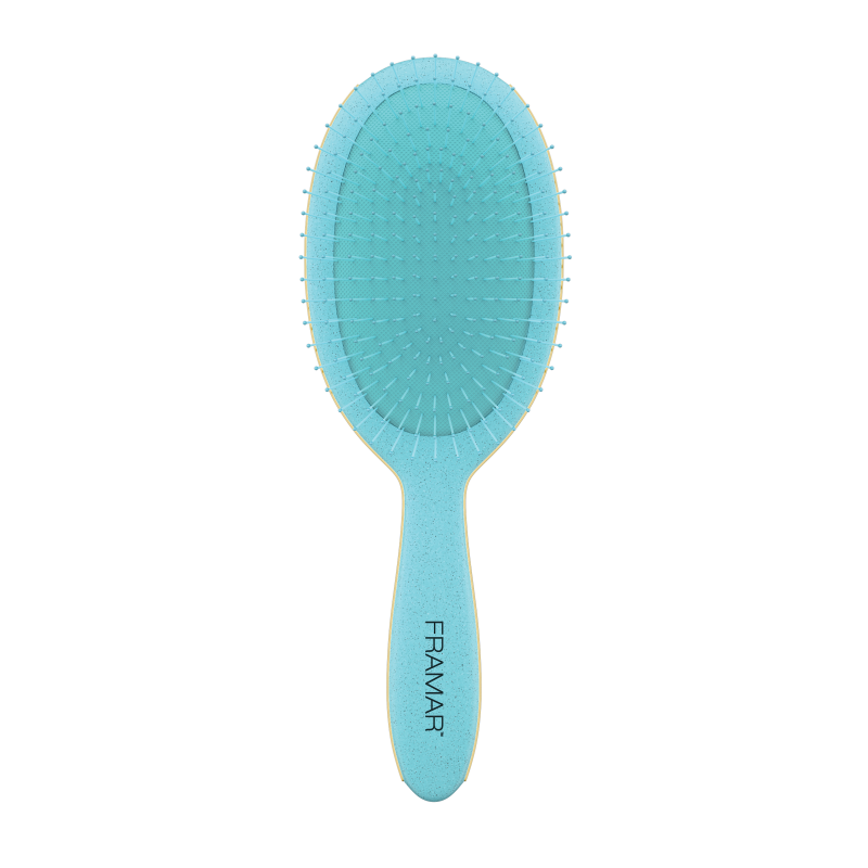 Front view of Framar Baecation Aqua brush showing flexible detangling bristles