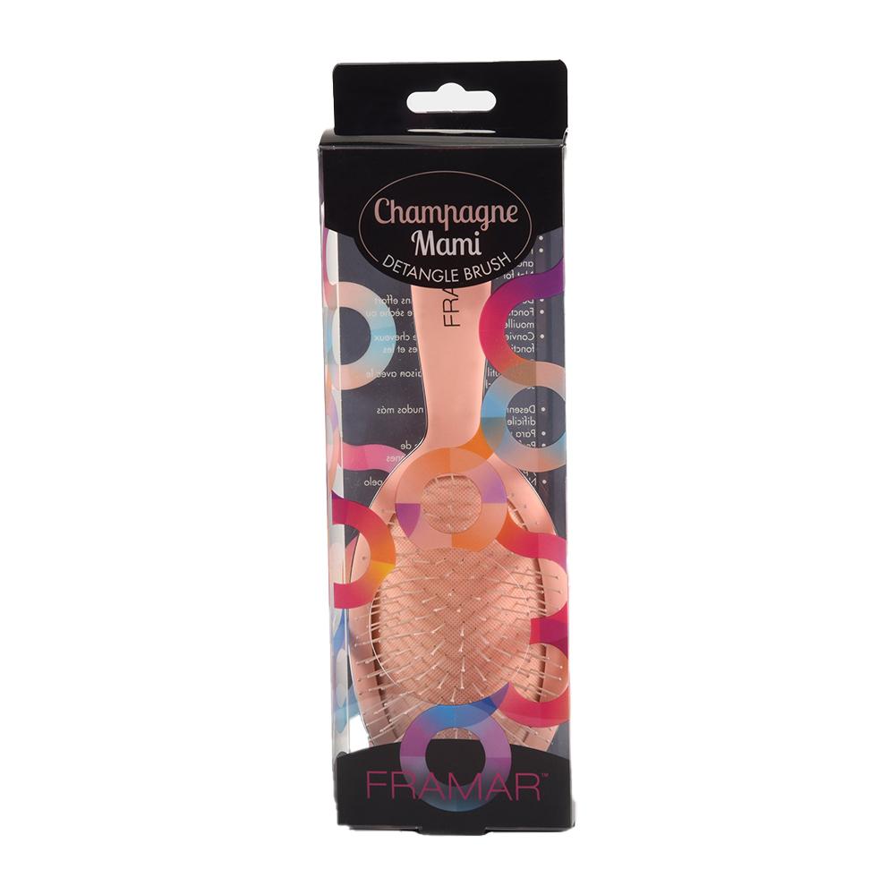 Framar Champagne Mami detangle brush retail packaging