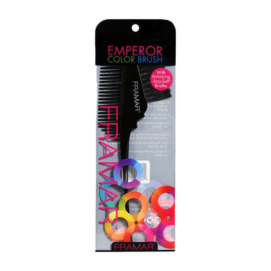 Retail packaging for the Framar Emperor Brush hair colour tool for Australian salon professionals