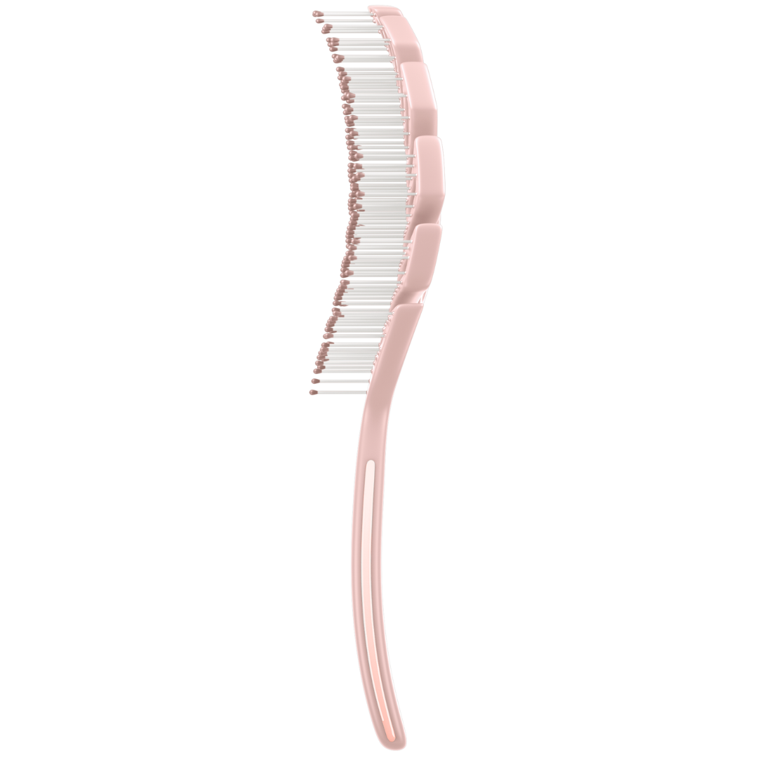 Side view of the Champagne Framar Flex Brush showing flexible bristles and curved frame