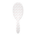 Back view of Framar Get Lucky white detangle brush showing ergonomic matte handle