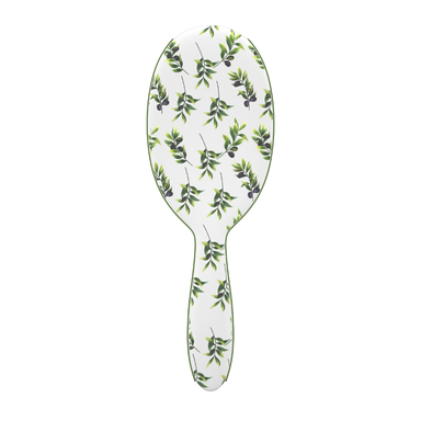 Back view of Framar Limoncello brush showing Positano matte ivory and green leaf design
