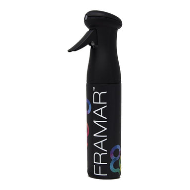 Framar Myst Assist black continuous spray bottle with matte finish for professional salon use