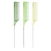 Set of three green Framar Dreamweaver combs with stainless steel pintails for professional hair sectioning