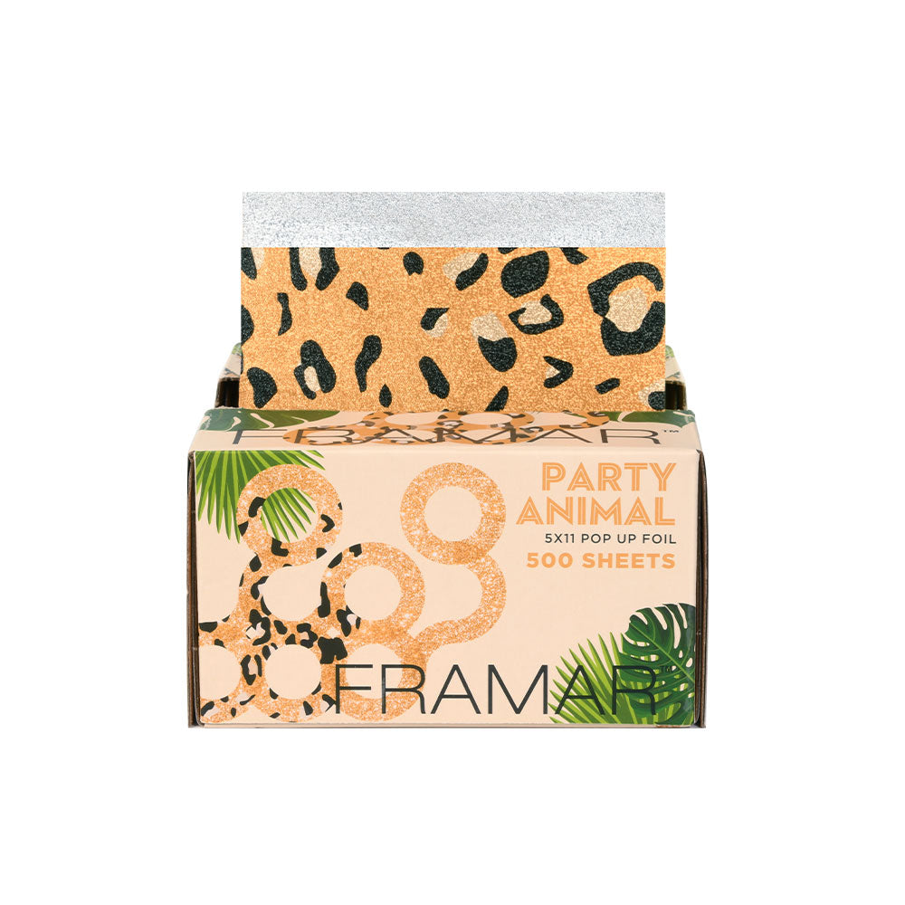 Framar Party Animal leopard print embossed pop up hair foil 500 sheets for salon use