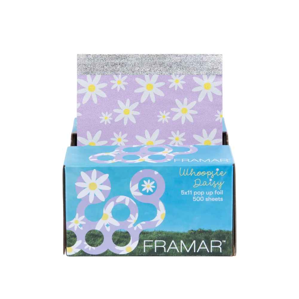 Framar Whoopsie Daisy floral pattern pre-cut hair foil sheets for Australian salons