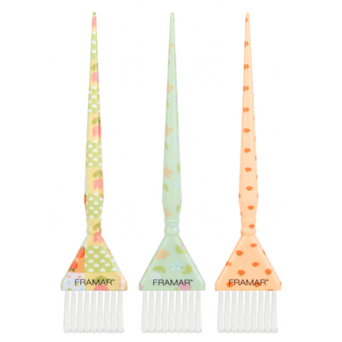 Framar Quilted Triple Threat Set of three hair colour brushes in floral and quilted patterns