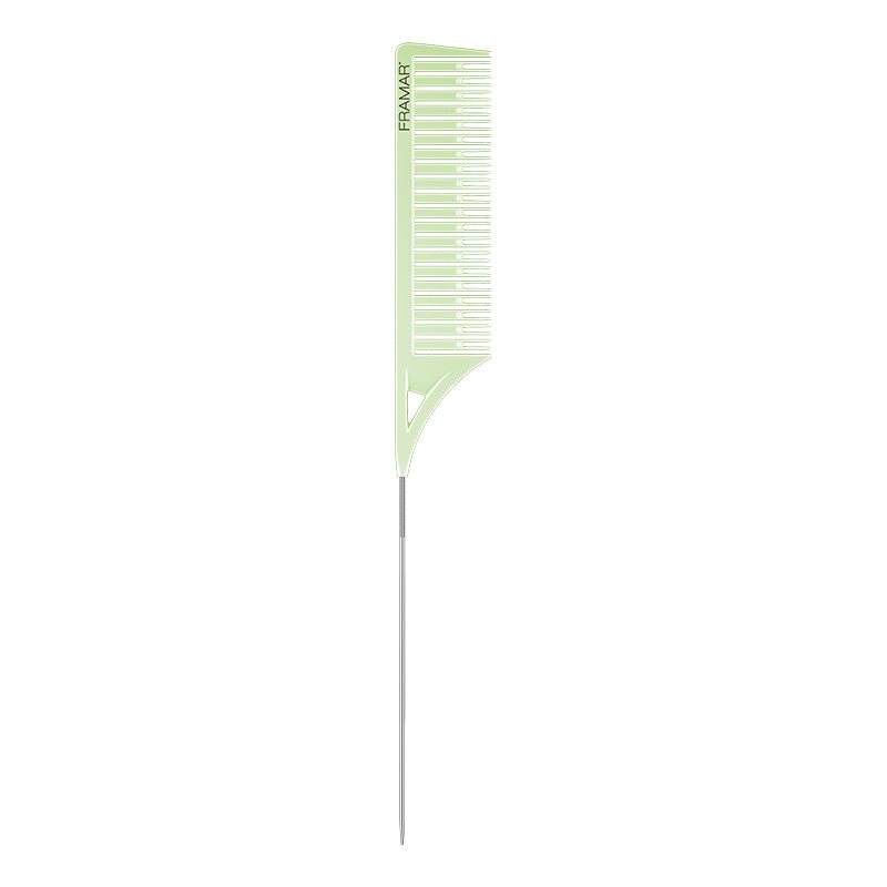 Framar Strawberry Shortcake Dreamweaver highlighting comb in mint green with stainless steel pintail