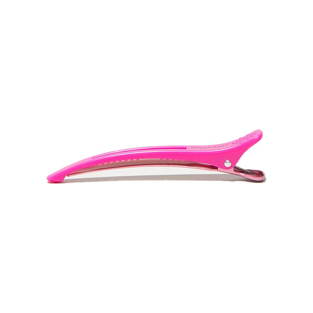 Professional pink Framar Super Sectioner hair clip with cushion compression for crease-free styling