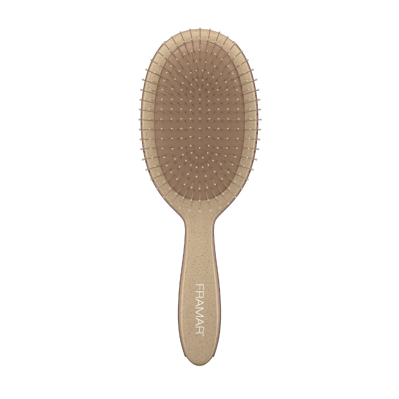 Framar Terra Detangle Brush in Canvas Ecru neutral wheat fibre hair brush front view
